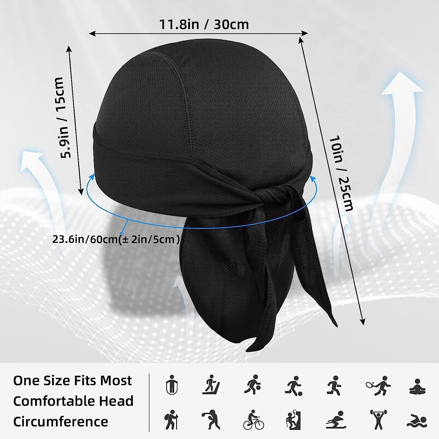 Motorcycle Wrap Biker Du Do Black Bandana Paisley Doo Rag Head Skull Cap Durag