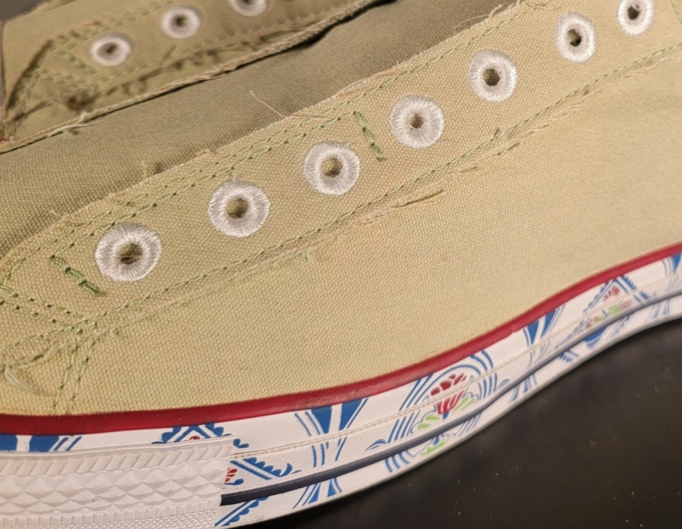 VTG 2006 Converse Chuck Taylor Slip On Apple Green Folk Art Foxing Men 12 NWOB