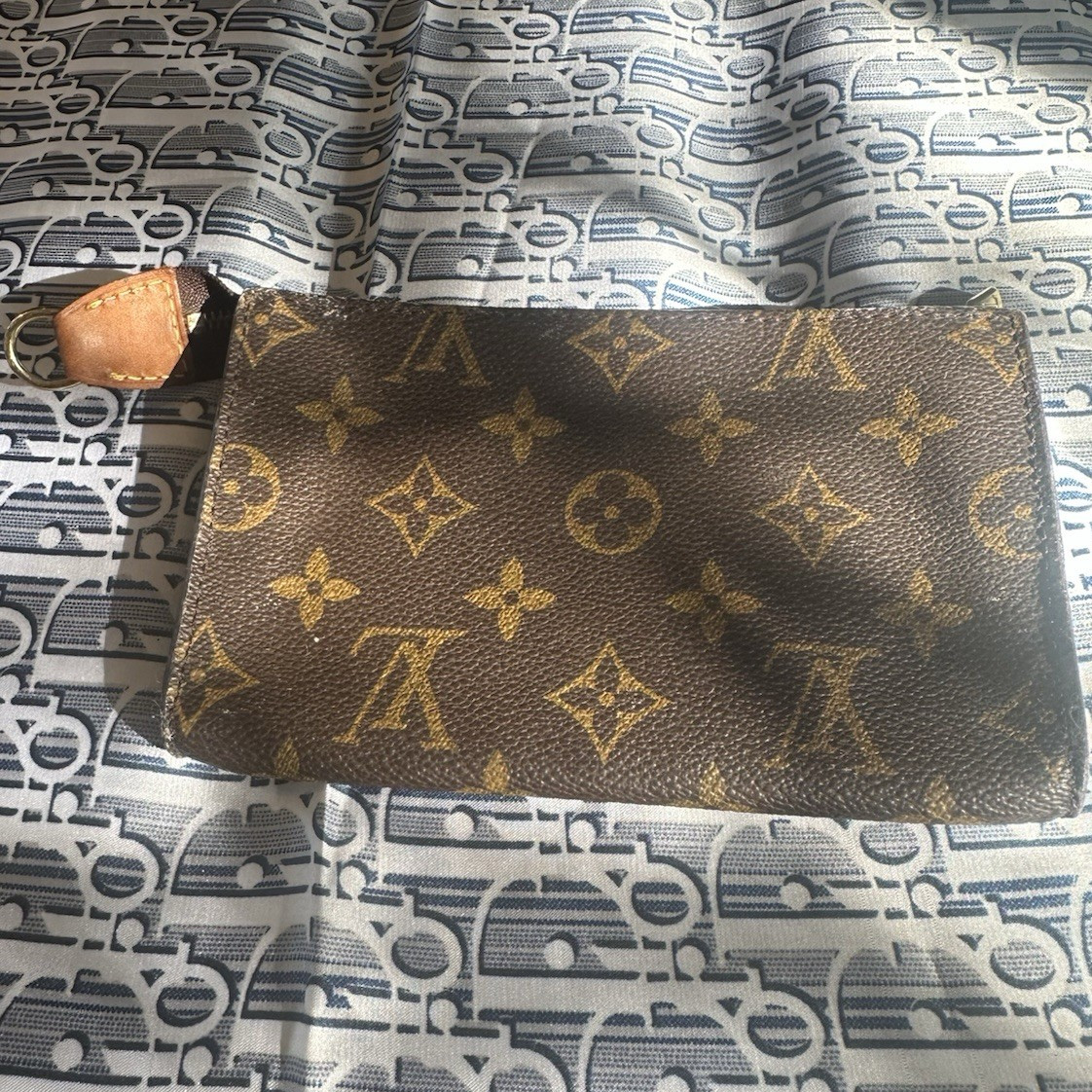 Louis Vuitton Brown Monogram Small Zip Wristlet Pouch, Inner Pockets, Gold HW