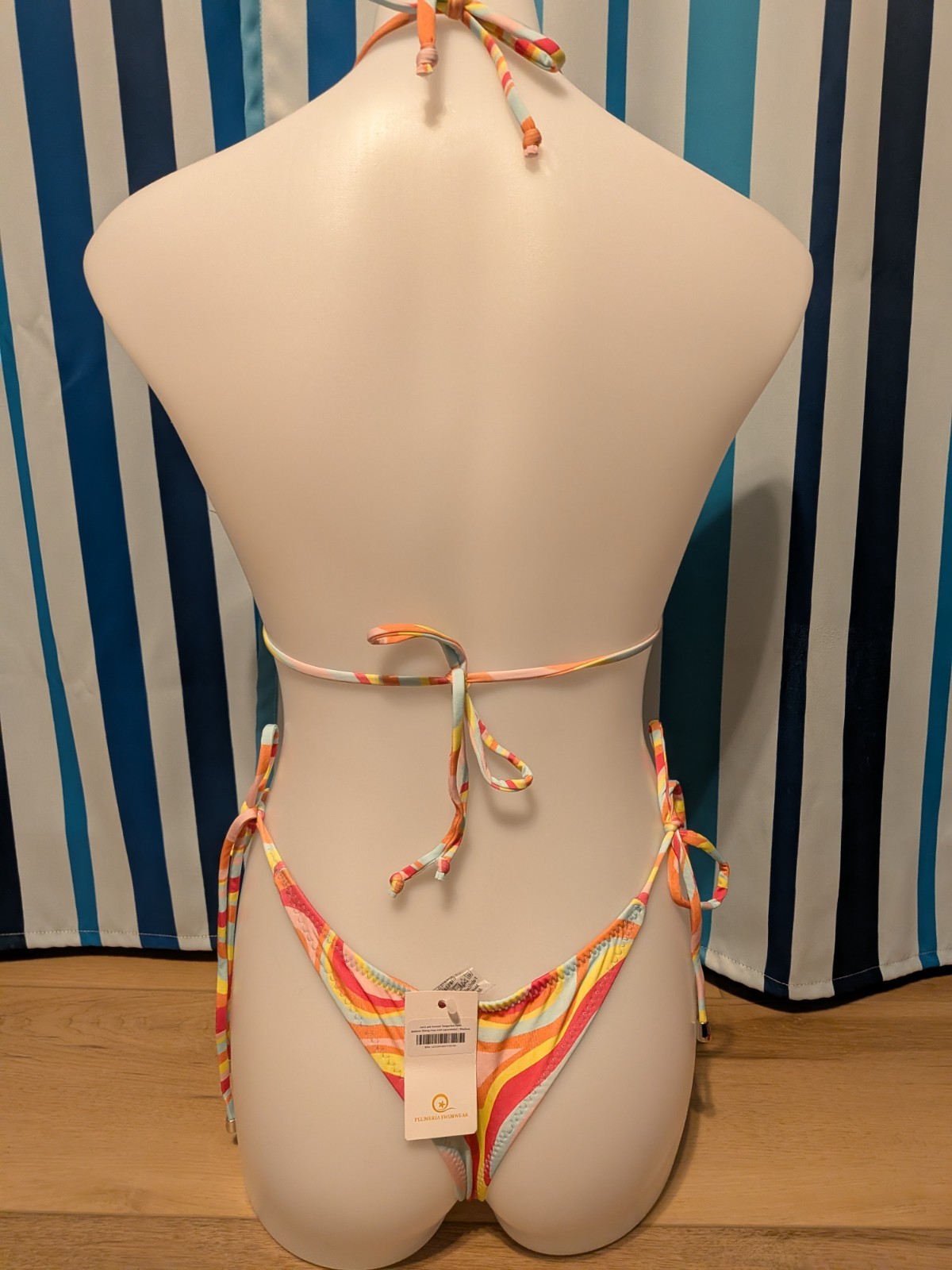 Plumeria Swimwear Tangerine Swirl Small Top and Medium Bottom Bikini