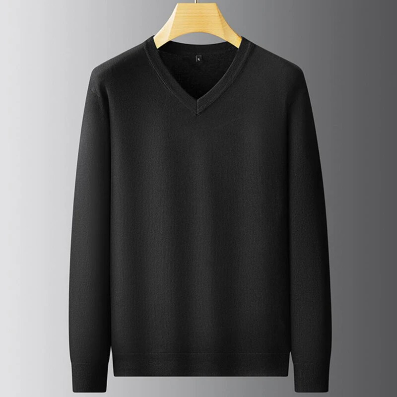 Autumn Winter V-Neck Sweater Men Soft Warm Cashmere Pullover Mens Sweaters