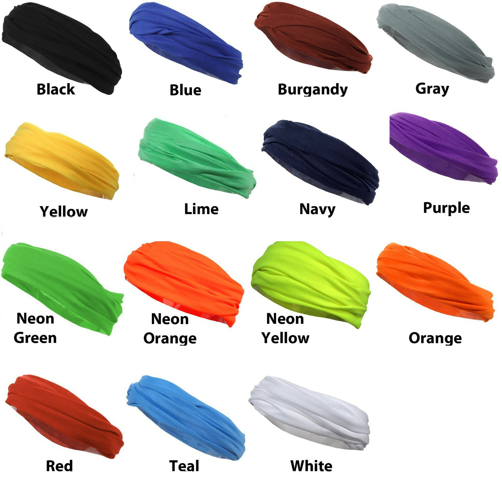 Women Yoga Sports Sweatband Wide Headband Stretch Elastic Hair Band Headwrap