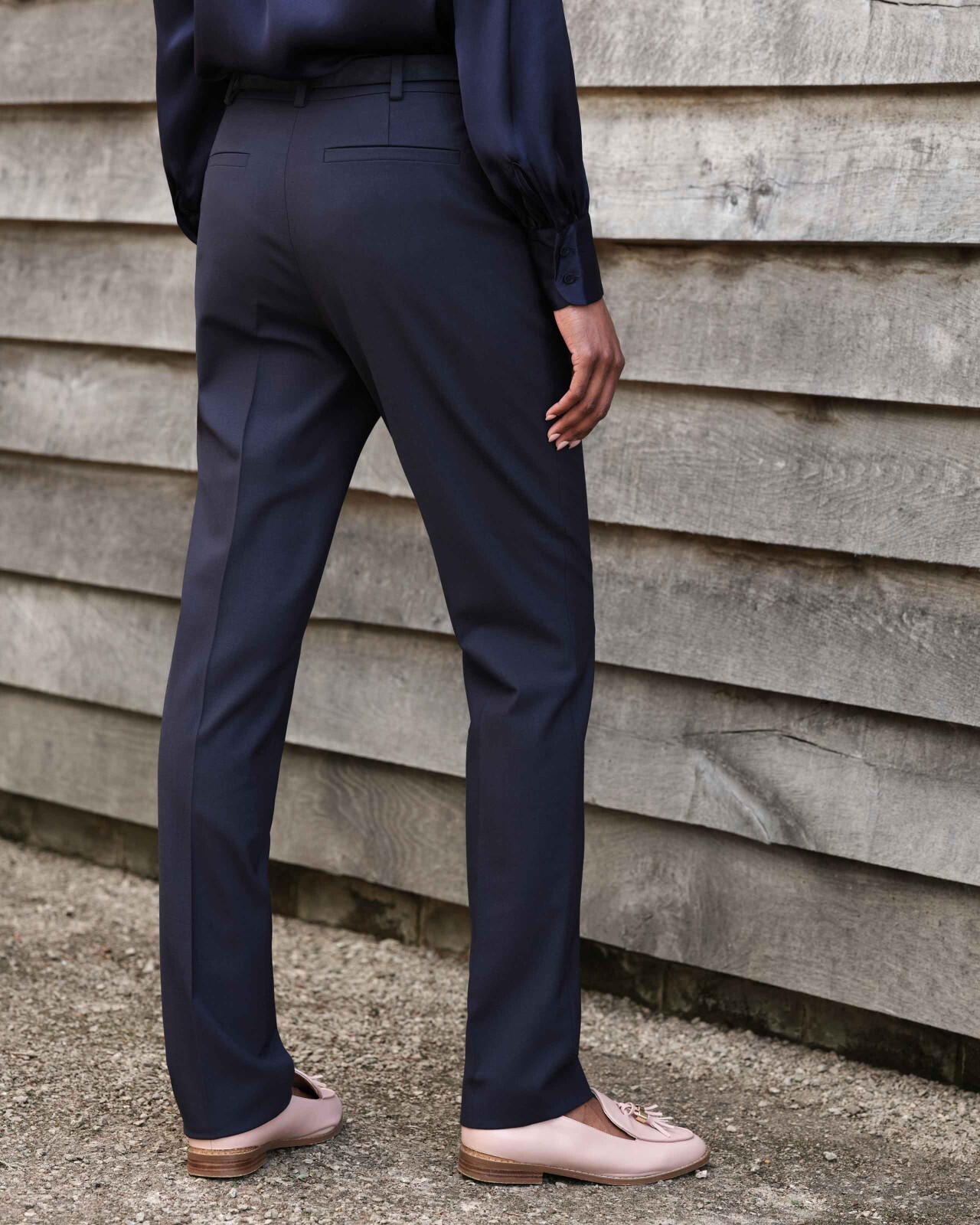 Pure Collection Wool Slim Leg Trouser Navy UK 10R RRP £109 LN121 MM 17