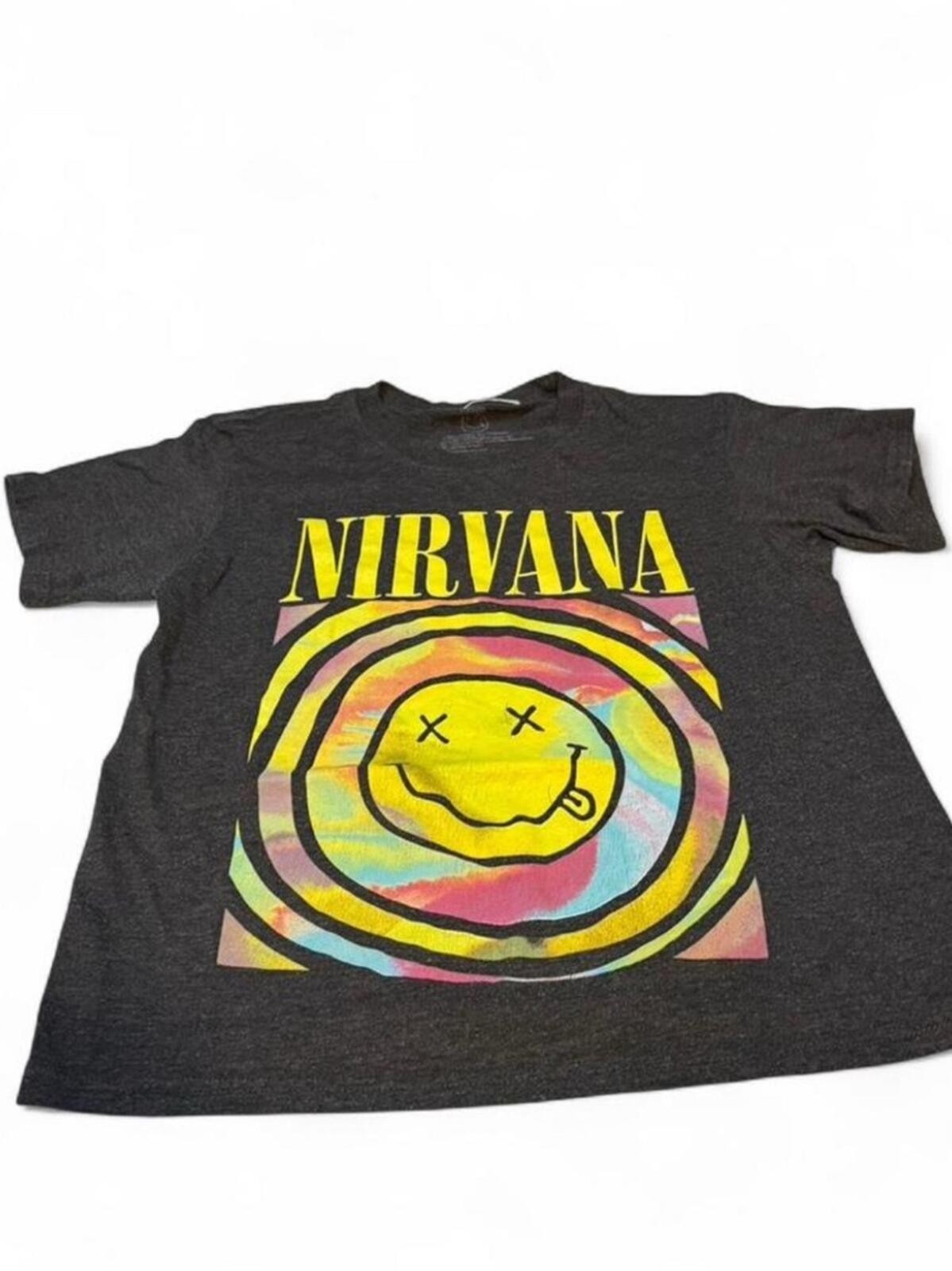 Nirvana Black Graphic Short Sleeve Tee with Yellow Logo