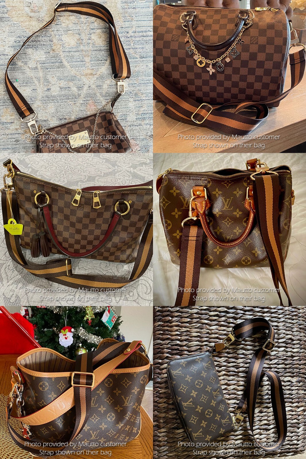 Dark Brown & Golden Honey Strap for LV Purses/Bags – Adjustable Crossbody Length