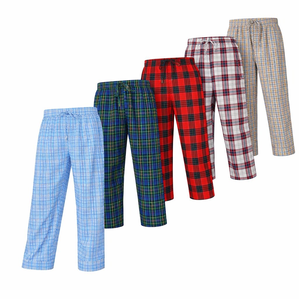 Men’s Pajama Pants Flannel Cotton Blend Plaid Sleep Super Soft Lounge Bottoms PJ