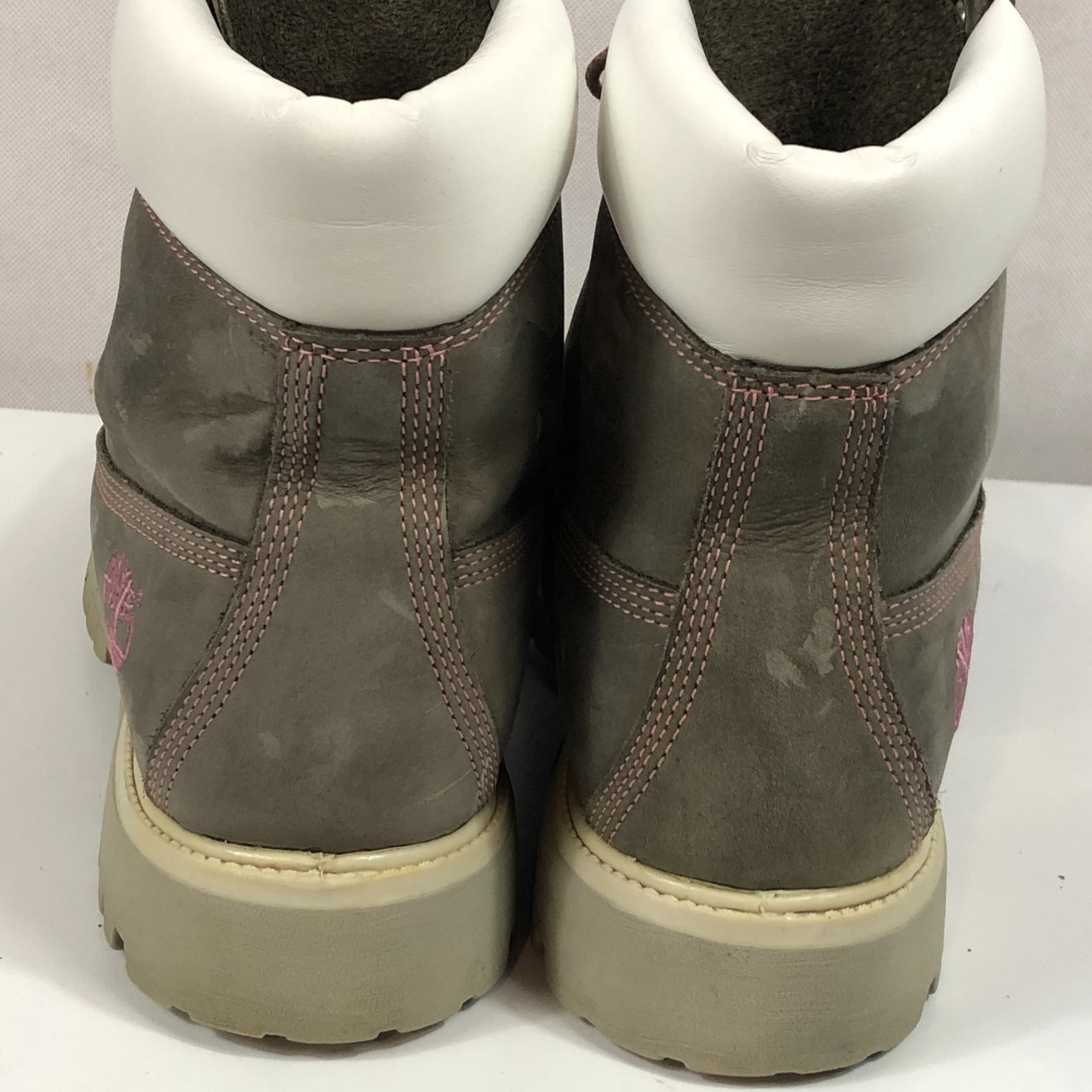Timberland Boots Gray Pink Shoe String Womens Size 10 Mens Size 8