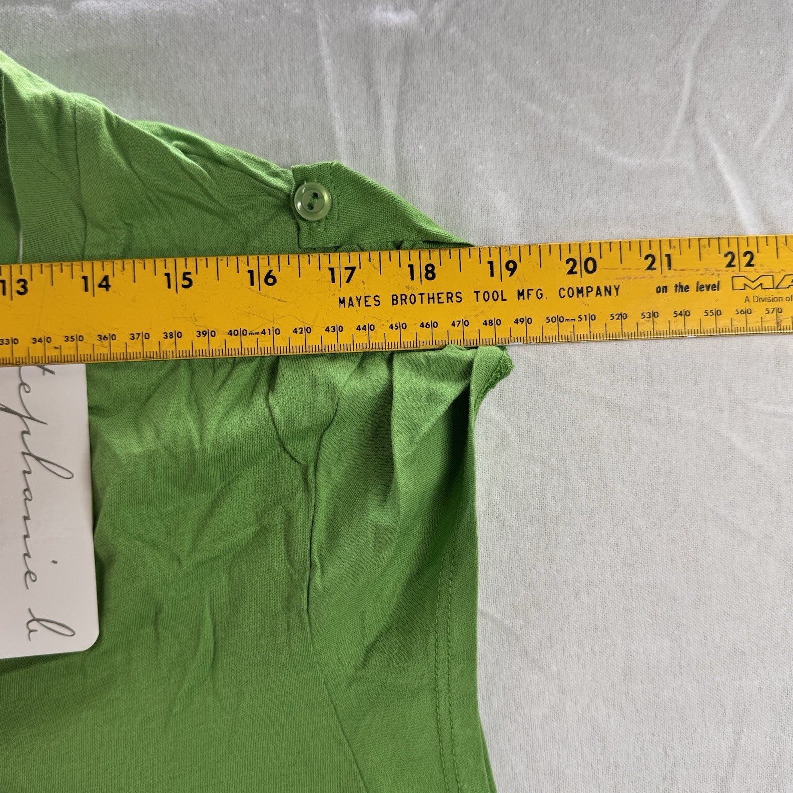 Stephanie b Pima Cotton Lime Green v-neck Button Sleeve Soft Small New A158