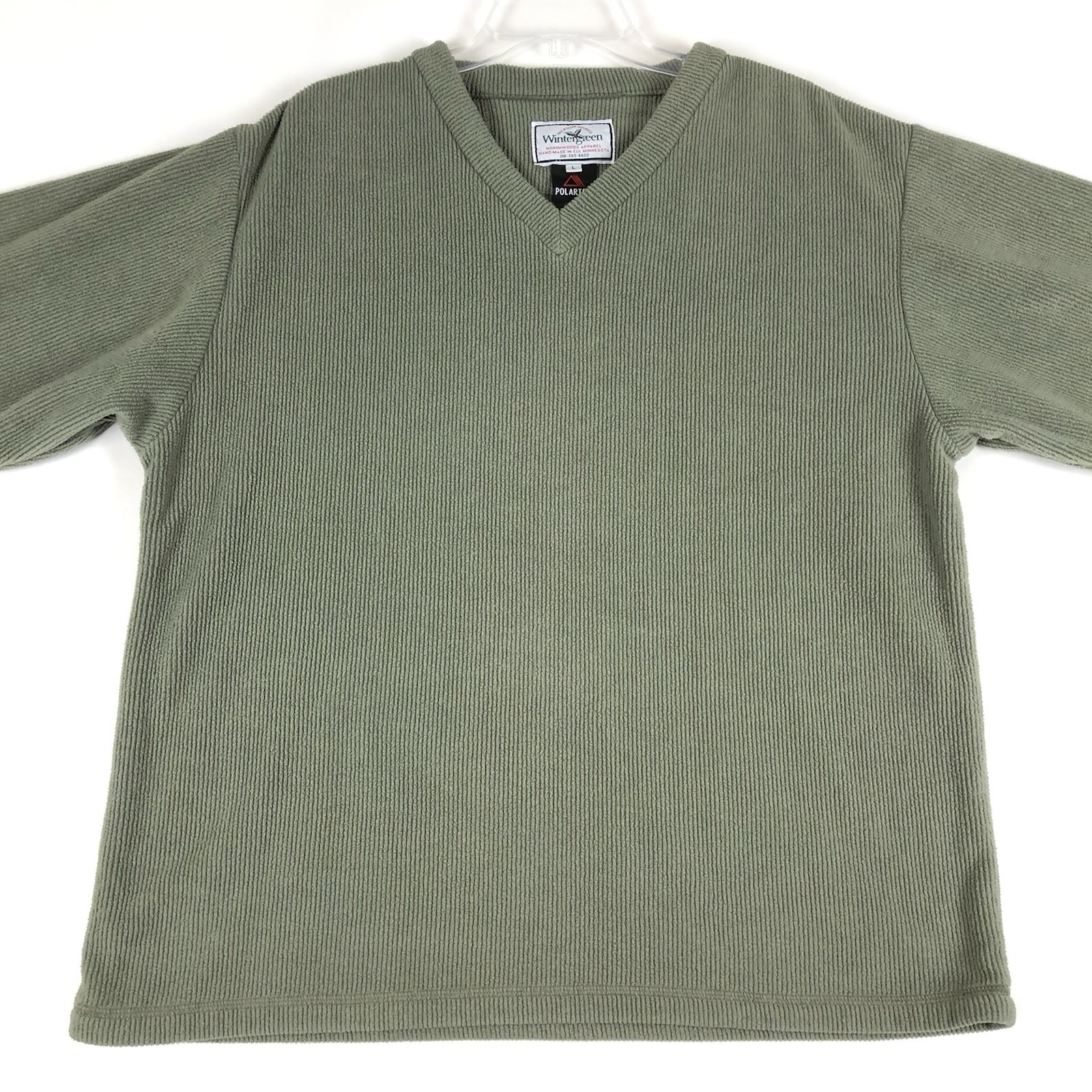 Wintergreen Northern Wear Fleece Pullover Mens L Green Polartec Sweater USA READ