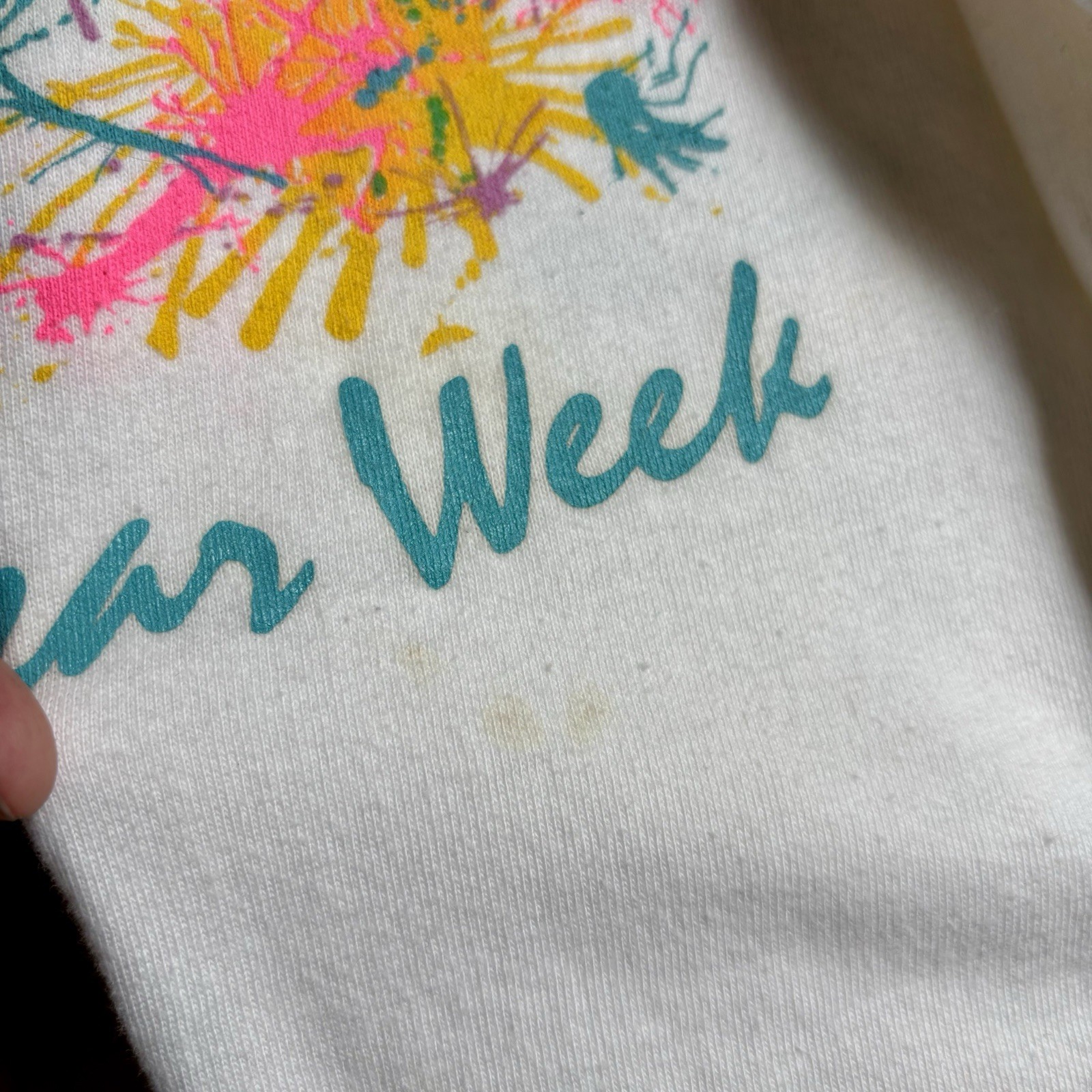 Vtg 1987 Levis Menswear Week Tshirt Mervyns Promo Neon Splatter Single Stitch XL