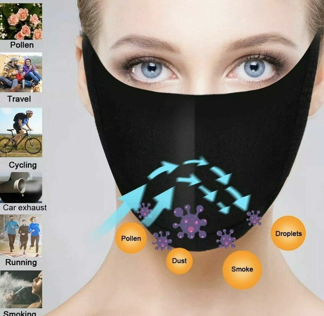 5PC & 2PC Black Face Fashion Mask Washable Reusable Unisex Adult MASK US SELLER
