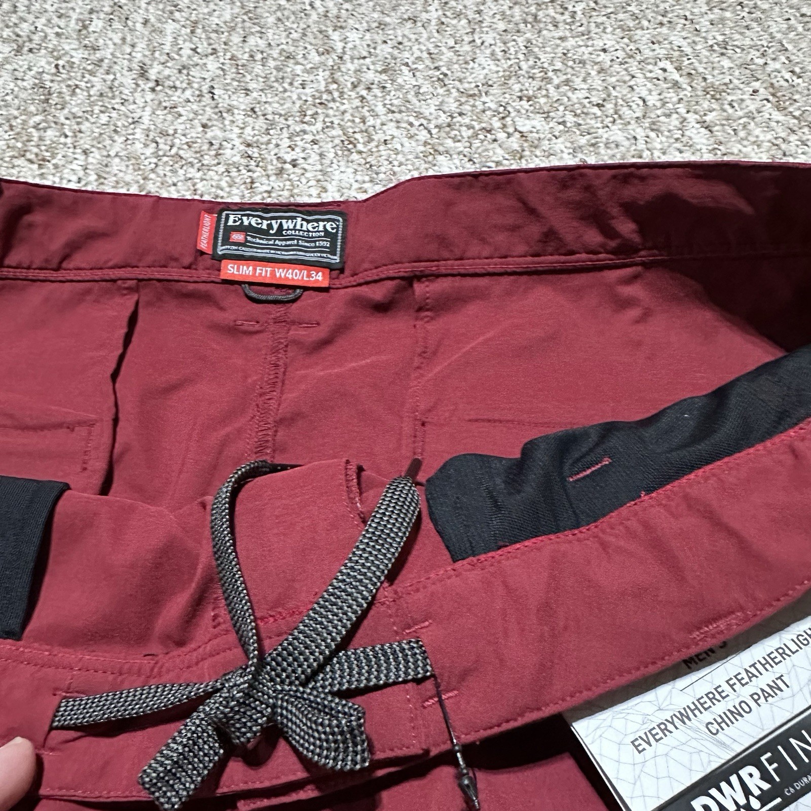 686 Everywhere Featherlight Chino Pants OXBLOOD Mens 40/34 Slim Fit NWT