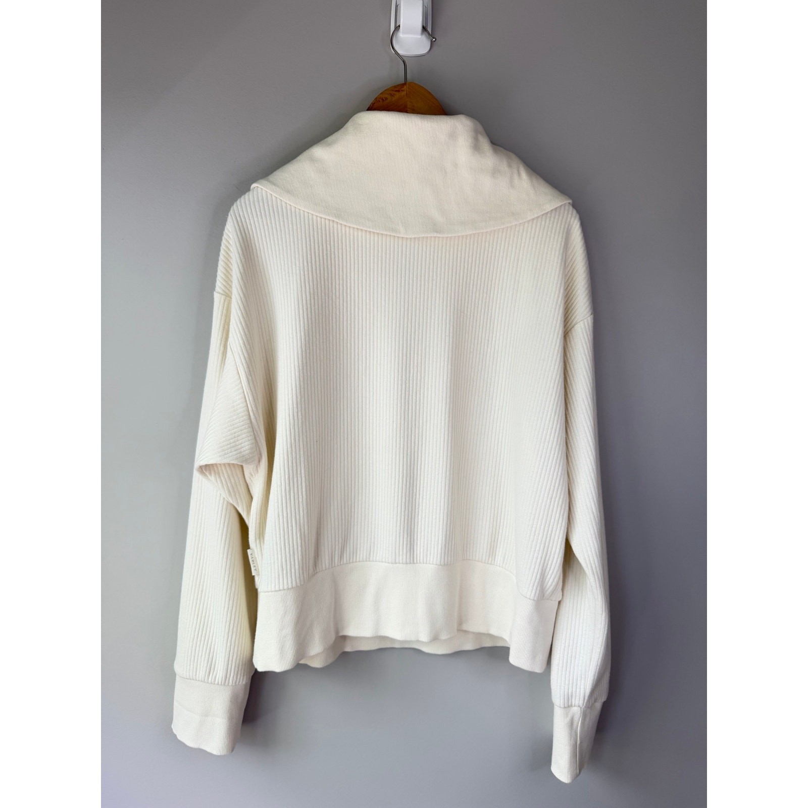 Varley Size XL Ribbed Half Zipped Pullover Sweatshirt Cream