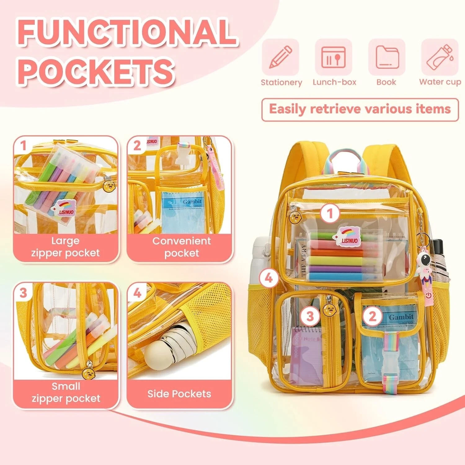 Clear Backpack Heavy Duty Transparent Backpacks Stadium Approved Women Men Kids