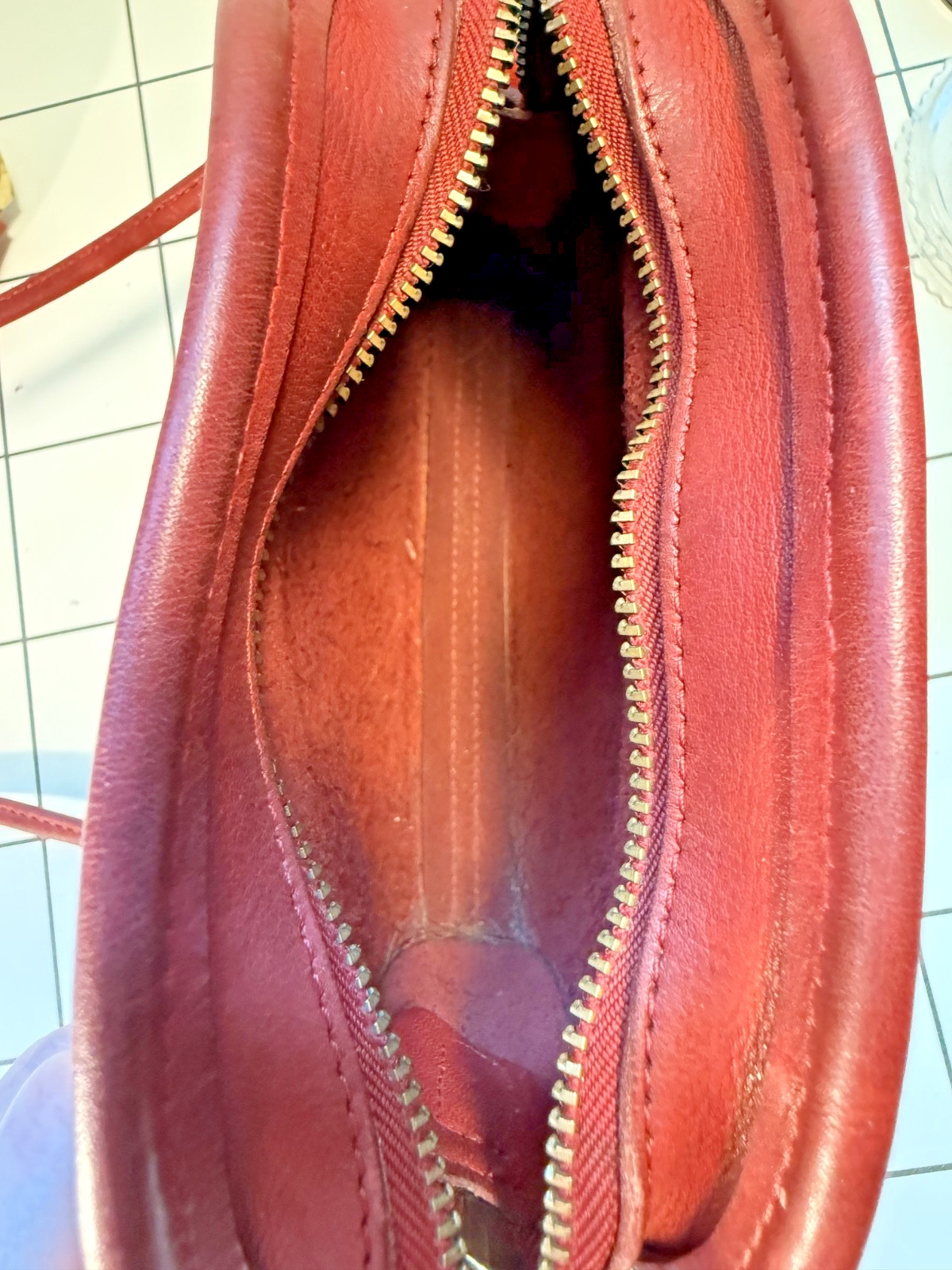 Vintage Coach 9017 Abbie Zip crossbody bag red leather 1997 – evening bag/clutch