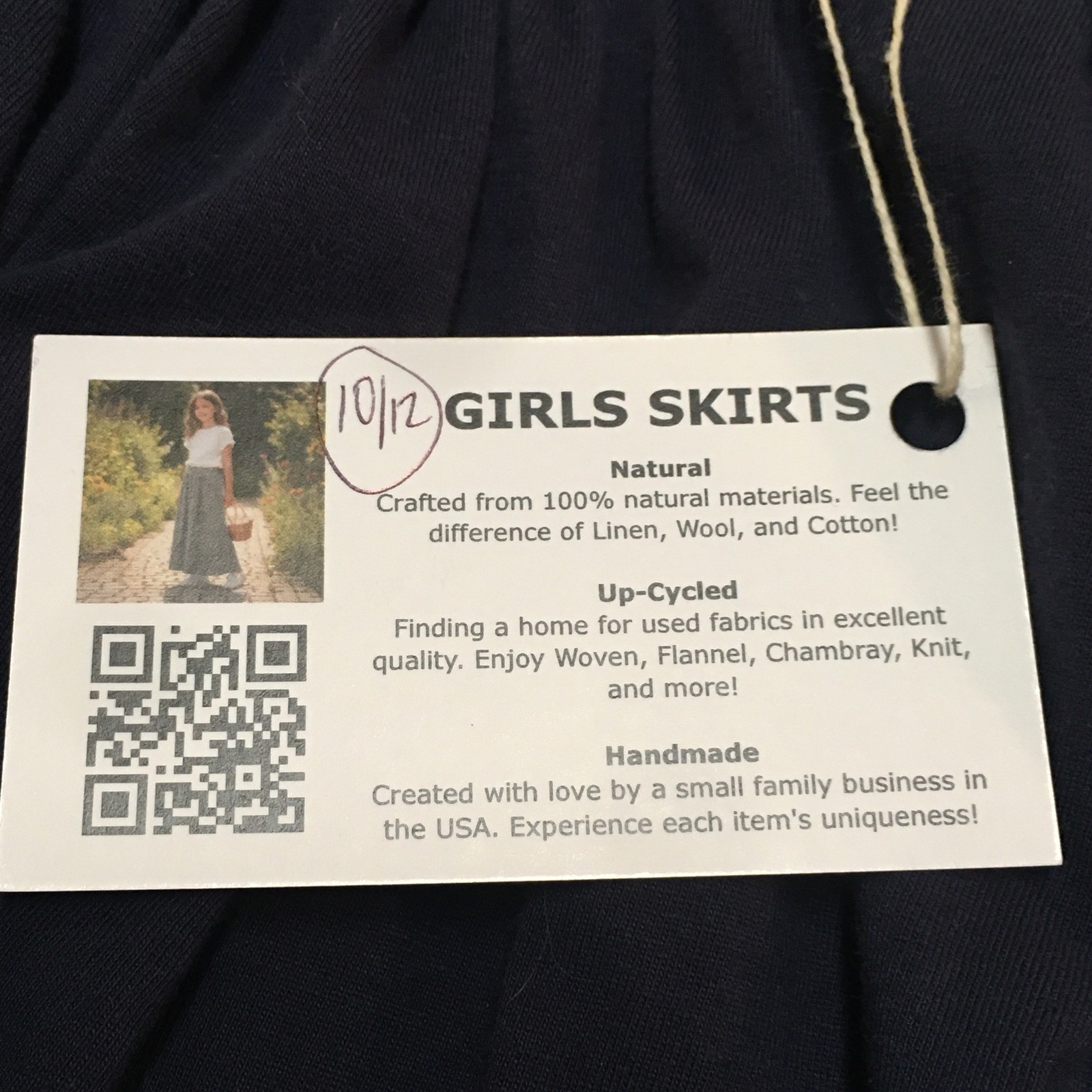Skirt Girls 10/12 Maxi Navy Blue 100% Cotton Jersey Mom and Pop’s Kids Straight