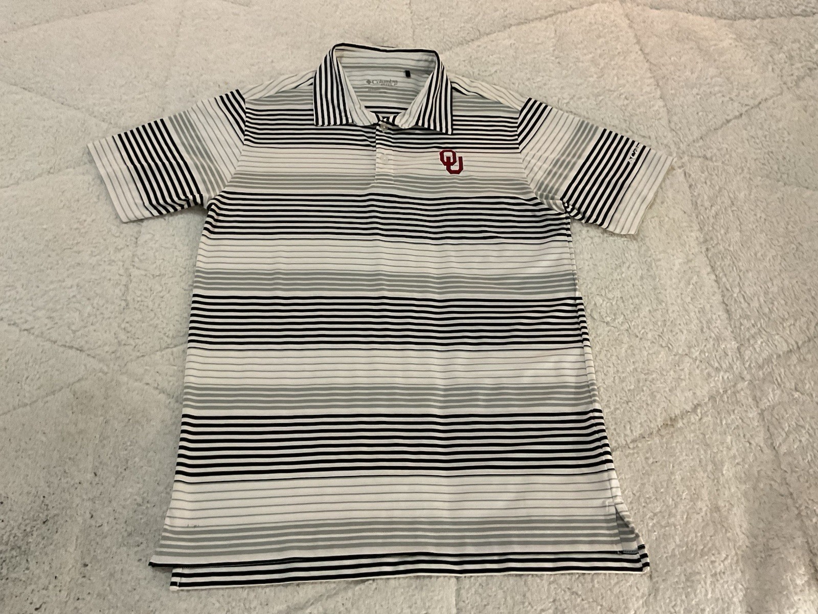 Columbia OU Oklahoma Sooners Mens Medium White Striped S/S Stretch