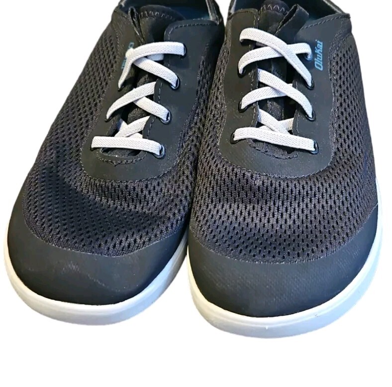 Olukai Nohea Moku Deck Shoes Mens 9 Loafers Mesh Black Day Boat Slip Ons