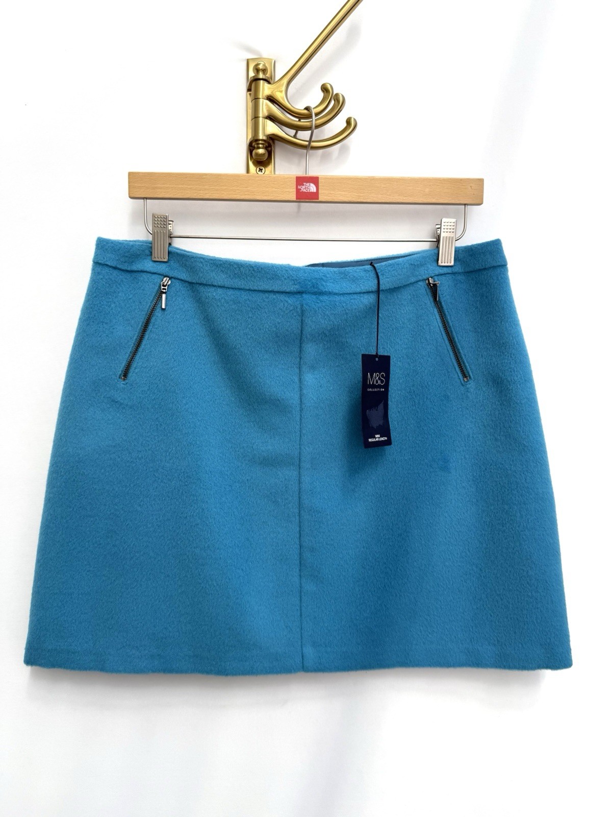M&S Collection Wool Blend Mini Skirt Turquoise Fully Lined Zip Detail – UK 16