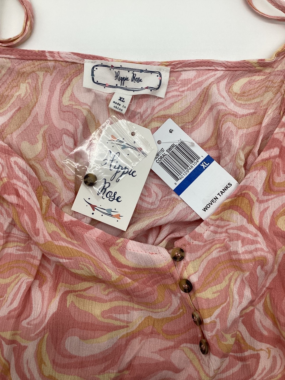 Hippie Rose Pink & Gold Swirl Ruffle Cami NWT