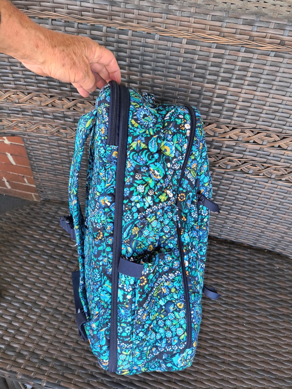 Vera Bradley Essentials large backpack Go Fish Blue Geometric Preppy Beach