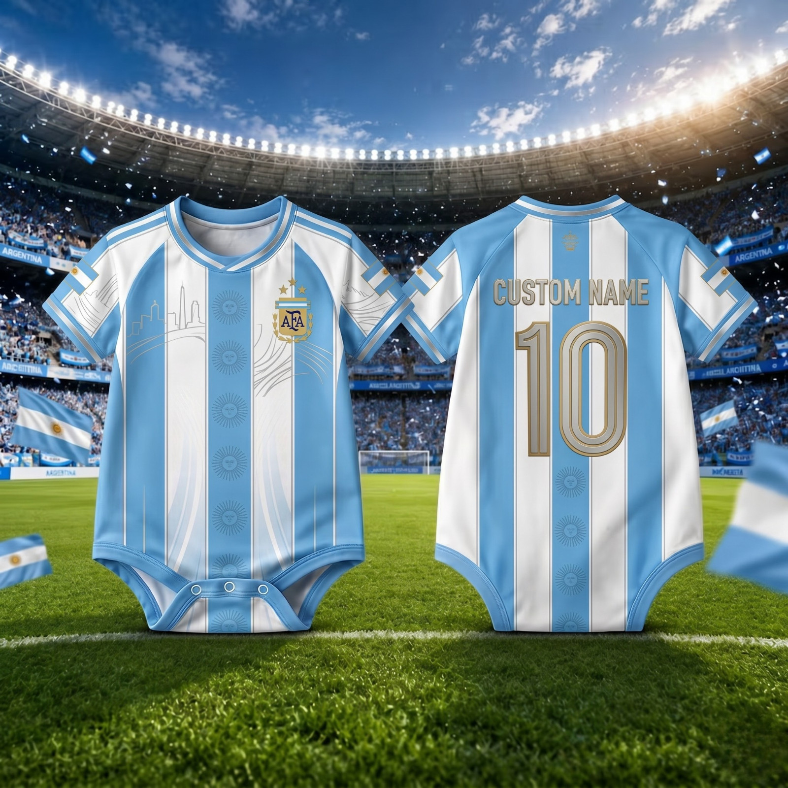 Argentina World Cup 2026 Infant Bodysuit Personalized Soccer Jersey Baby Gift