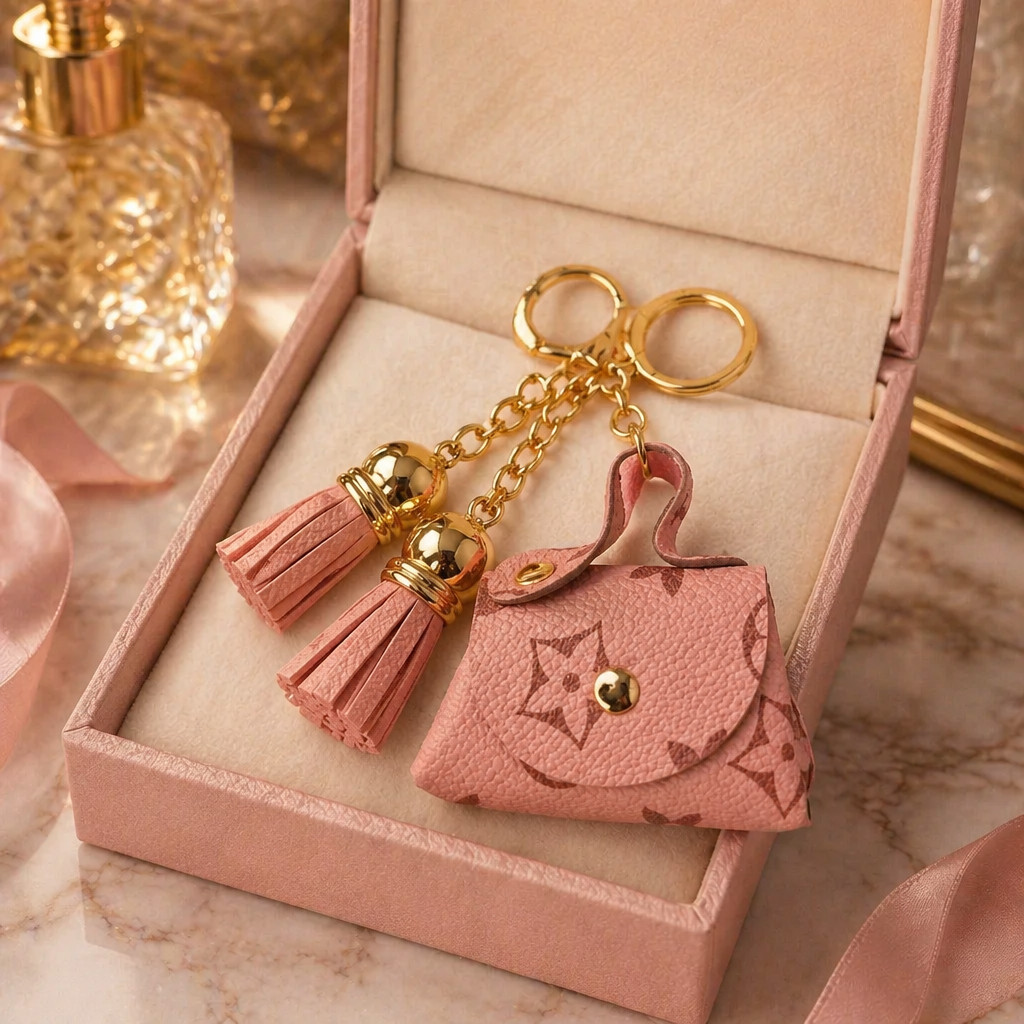 Mini Purse Key Chain Ring Bag Purse Charm Tassels Gold New Silicone & Vinyl NEW