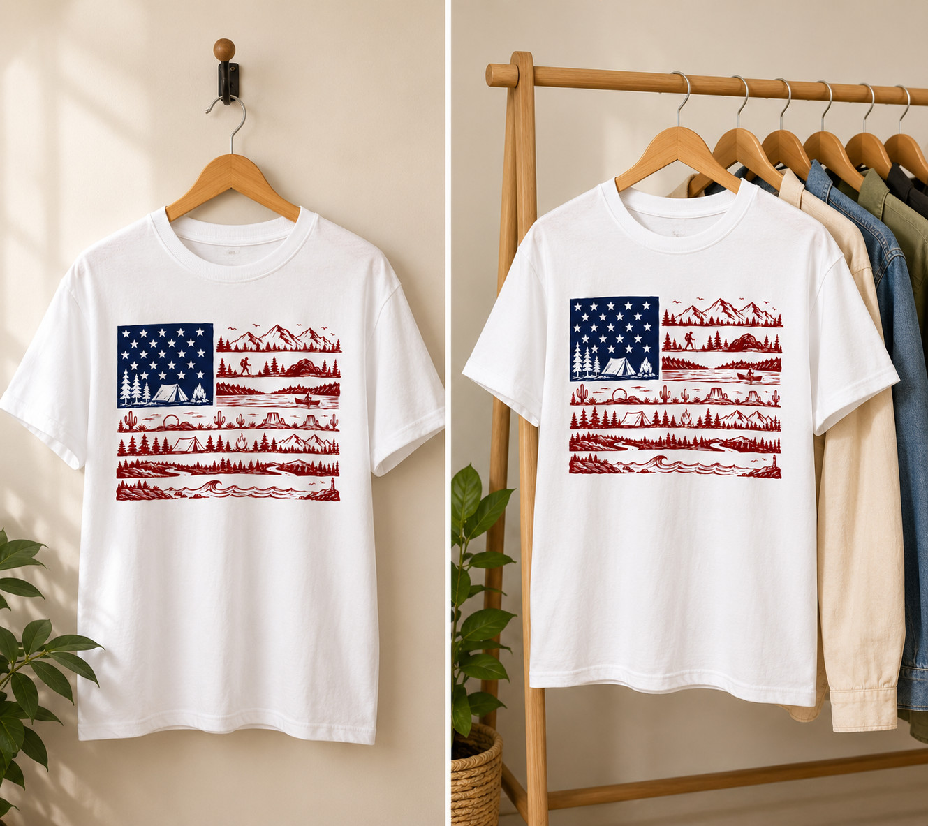 National Parks American Flag Shirt Patriotic 4th of July Independence Day Tee