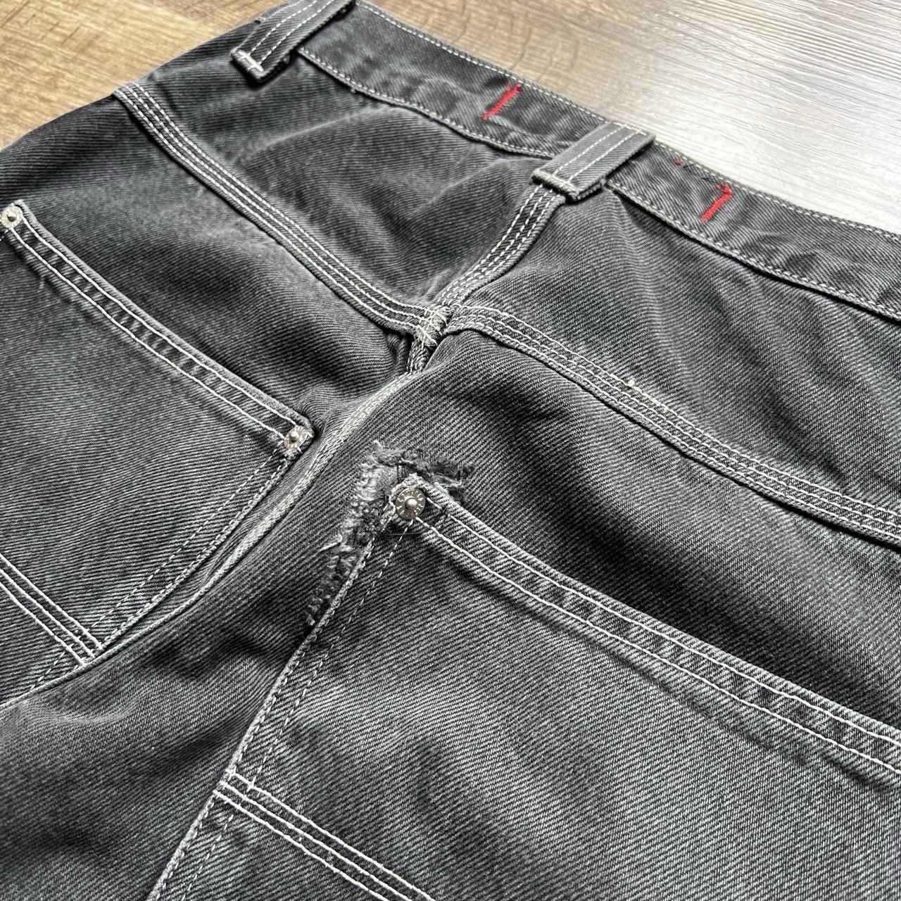 Vintage 90s Jnco Faded Black & White Stitching Spellout Carpenter Jeans 29×30