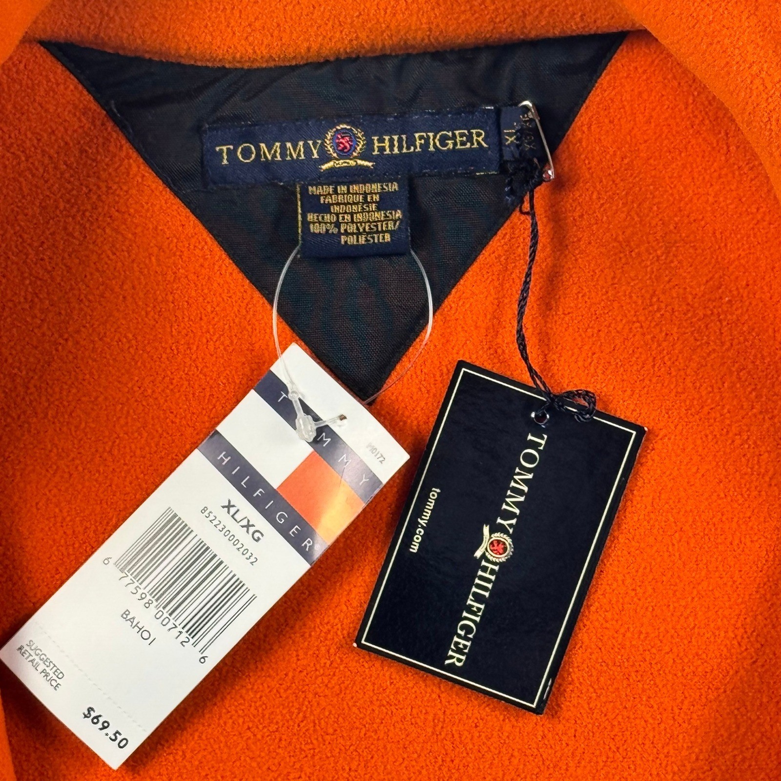 Tommy Hilfiger Mens Fleece Vest Charcoal Grey Orange Full Zip XL BAHOI New