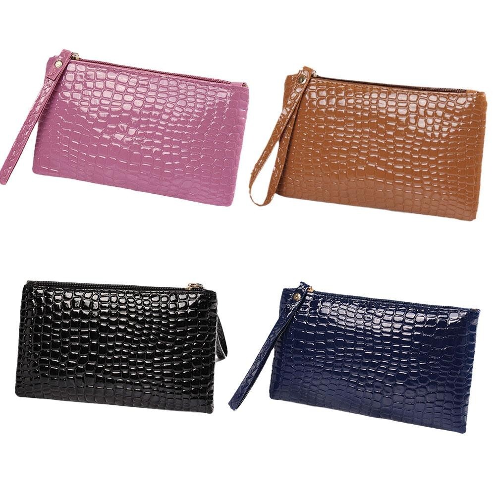 Wristlet Wallet Small Purse Bag Faux Crocodile Alligator Snake skin PU PVC