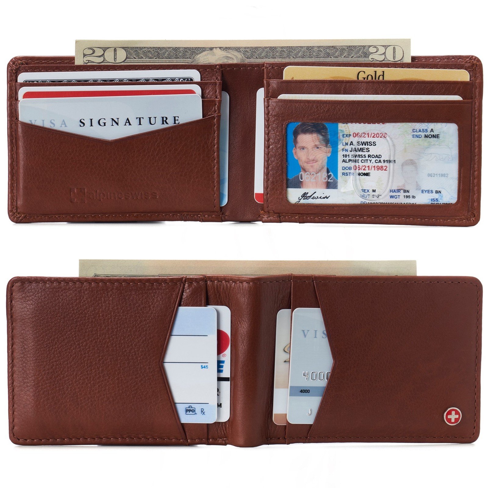 Alpine Swiss Delaney Slim Bifold Wallet | Front Pocket Wallet | 8 Card Slots ID