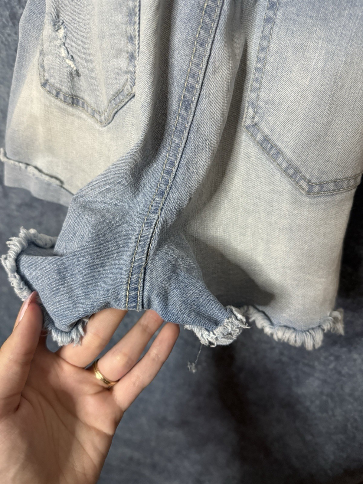 Blue Spice Women’s M Blue Denim Overall Romper Shortalls V-Neck Pockets