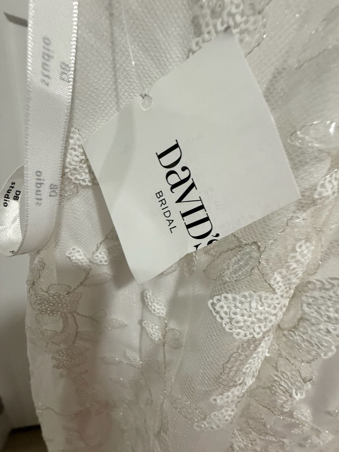 DB Studio Sequin Floral A-Line Wedding Dress