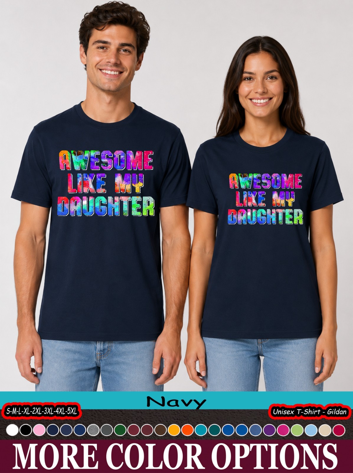 Proud Dad Awesome Like My Daughter Graphic Tee Father Gift
