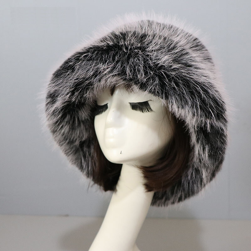 Women’s Fuzzy Bucket Hat Winter Fluffy Furry Plush Faux Fur Hats Fisherman Cap
