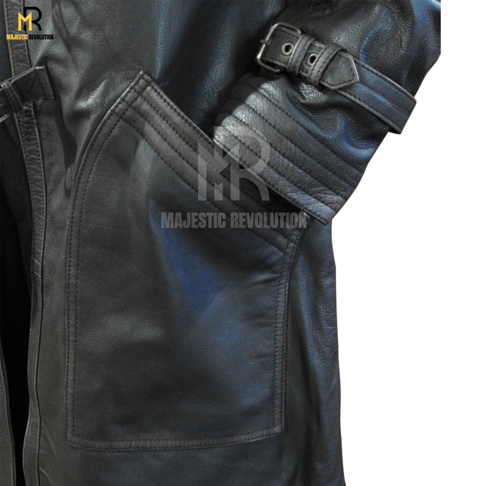 VAN HELSING Men’s Black Lambskin Long Trench Leather Full-Length Duster Coat
