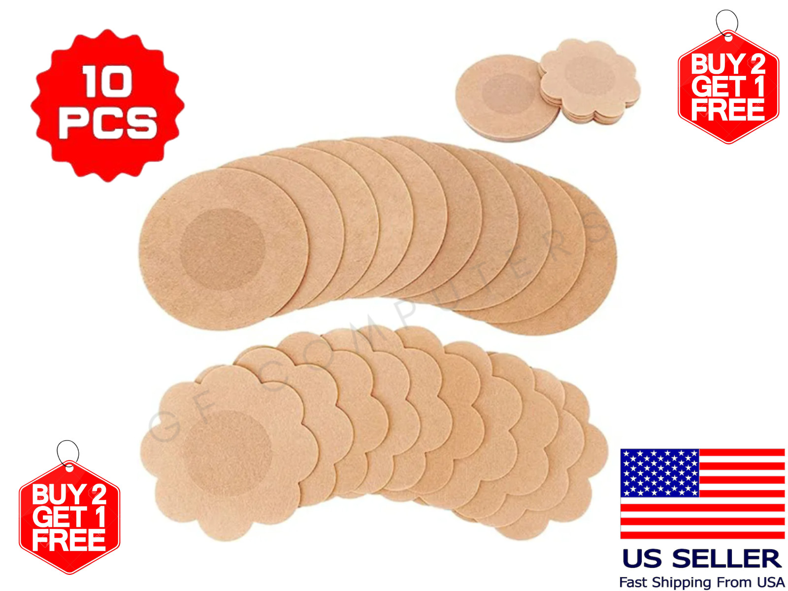 10Pcs of Men Women Invisible Breast Pasties Adhesive Nipple Cover Sticker Pads