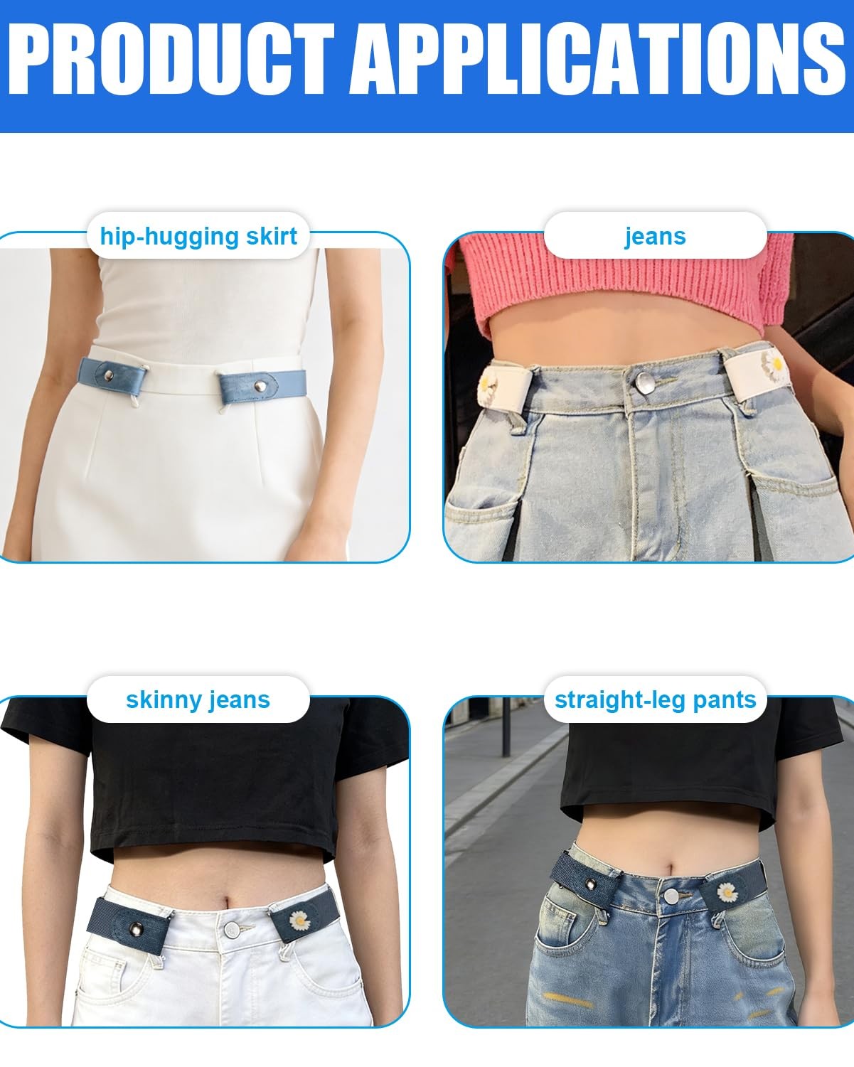 5 Pcs No Buckle Stretch Belt Elastic Invisible Waist Belt for Men Women Jeans