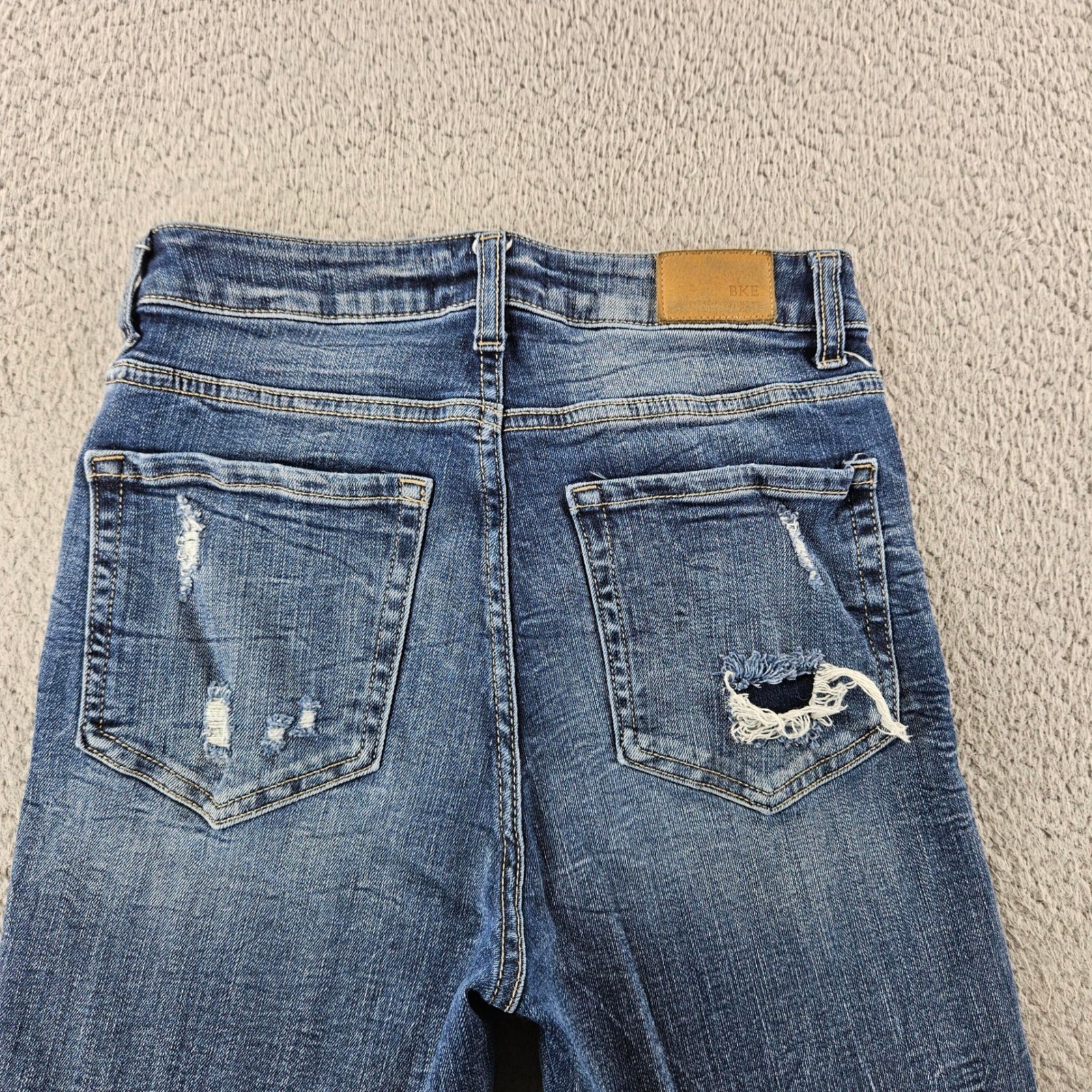 BKE Billie Jeans Womens 28 Blue Slim Fit High Rise Super Flare Distressed Jeans