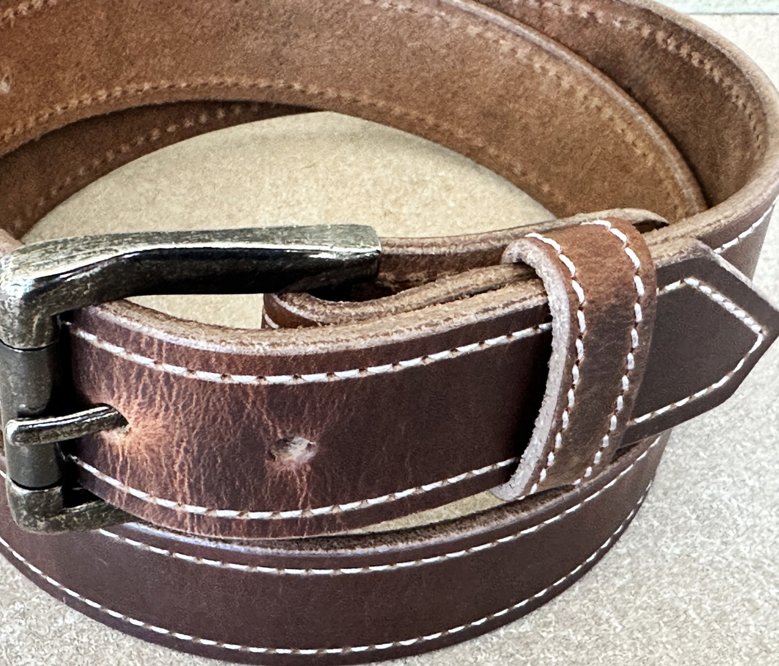Genuine Leather Men’s Belt Heavy Duty Thick With Removable Buckle Work Belt
