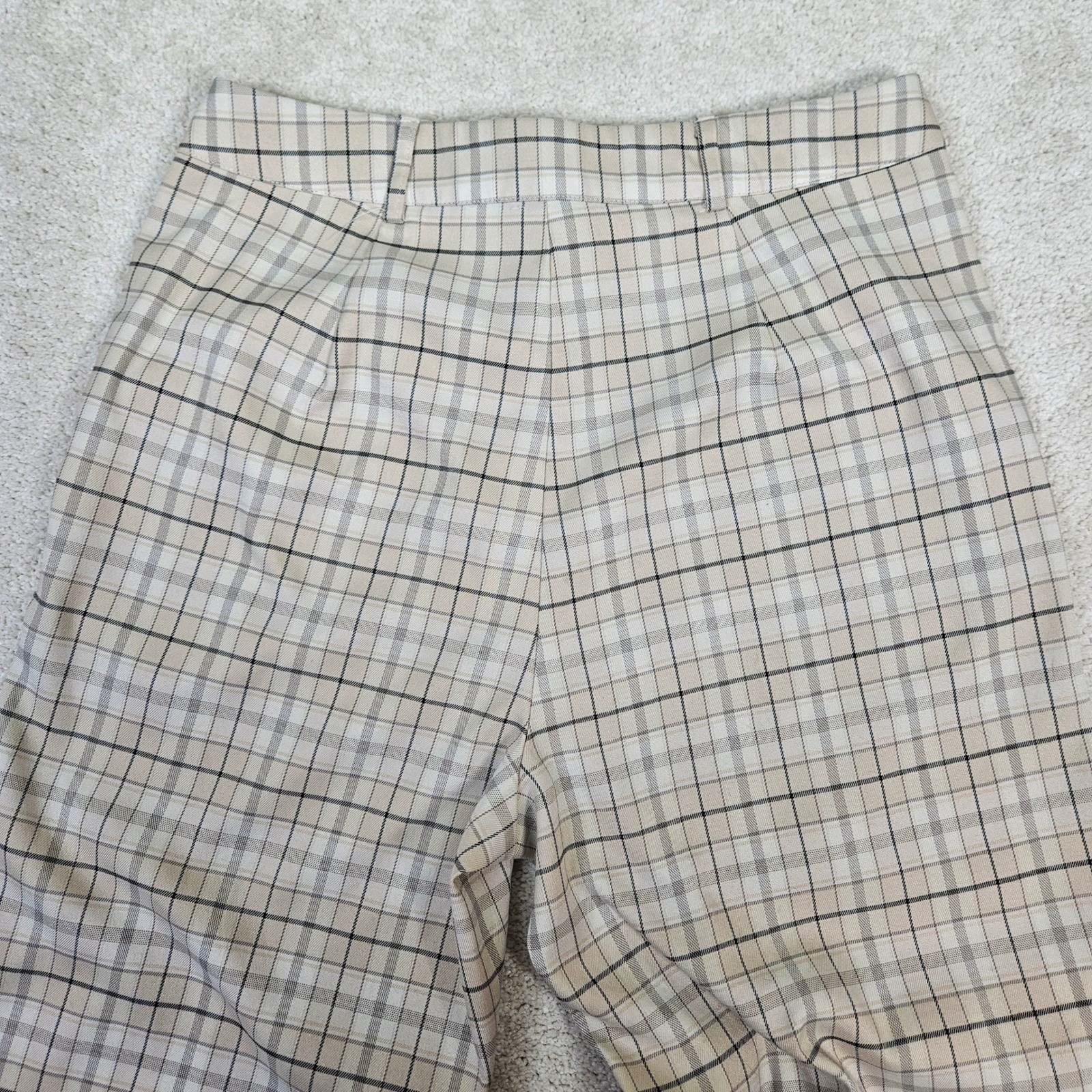 Womens Y2K Full Tilt Plaid Pants Beige Black Checkered Comfort Career Size XL