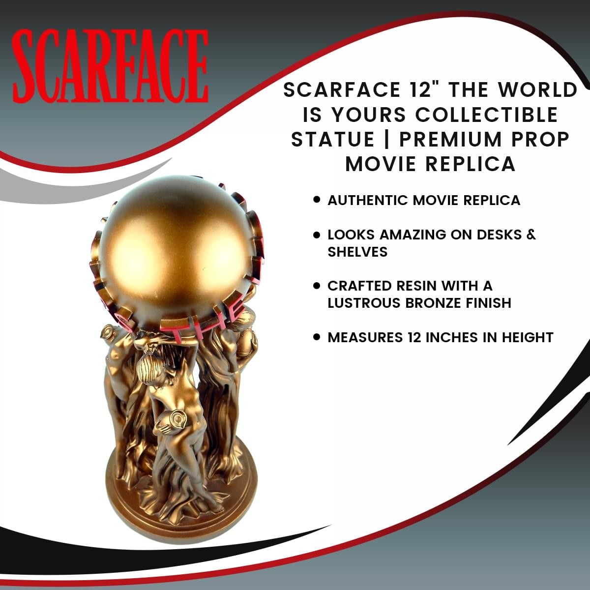 Scarface 12″ The World is Yours Collectible Statue | Premium Prop Movie Replica