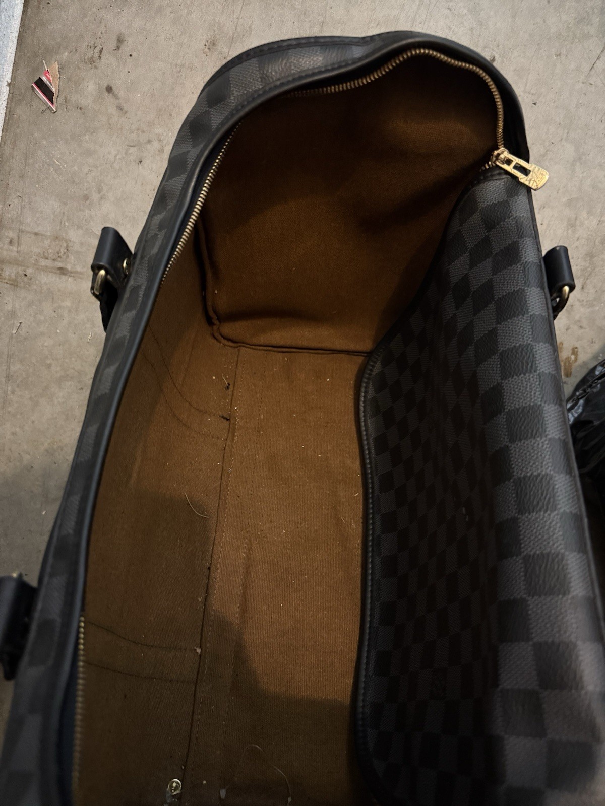 Louis Vuitton Keepall Bandouliere Duffle Black Leather