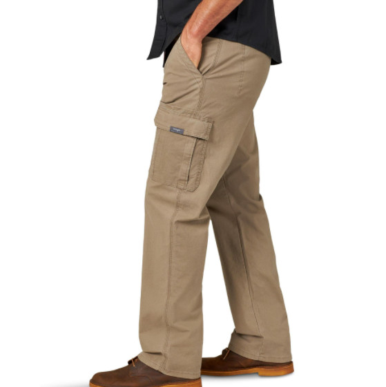 Men’s Wrangler Cargo Pants w/ Stretch Relaxed Fit Brown Tech Pocket CHOOSE SIZE