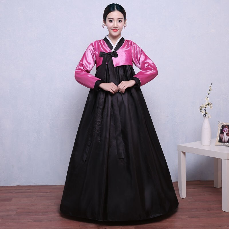 Ethnic Korean Hanbok Modern Women Asian Folk Stage Dance Performance Costume