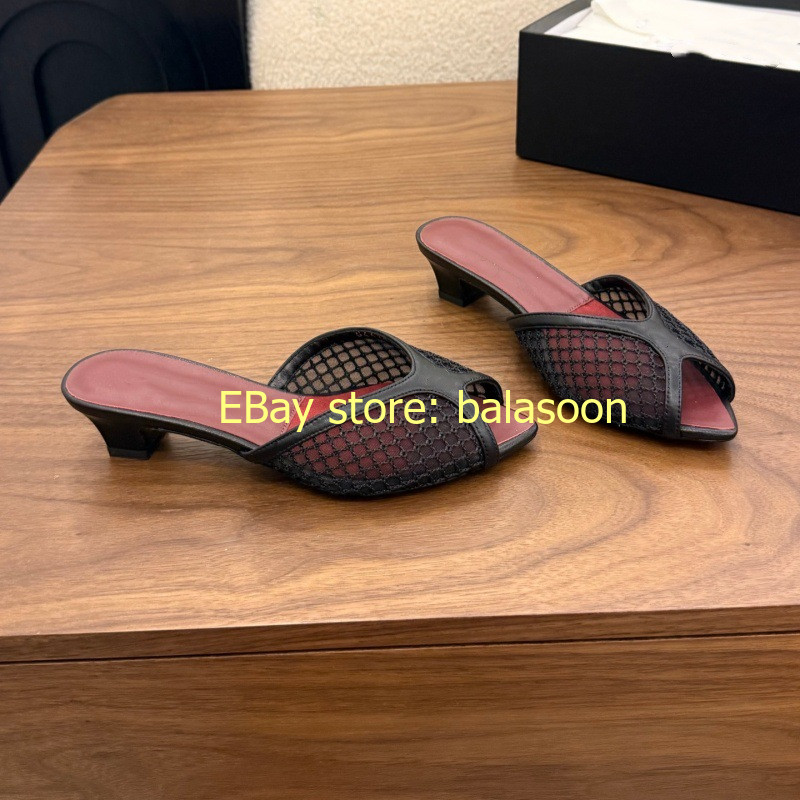 thick-heeled slippers 2026 summer hollow fishmouth high-heeled slippers 35-41