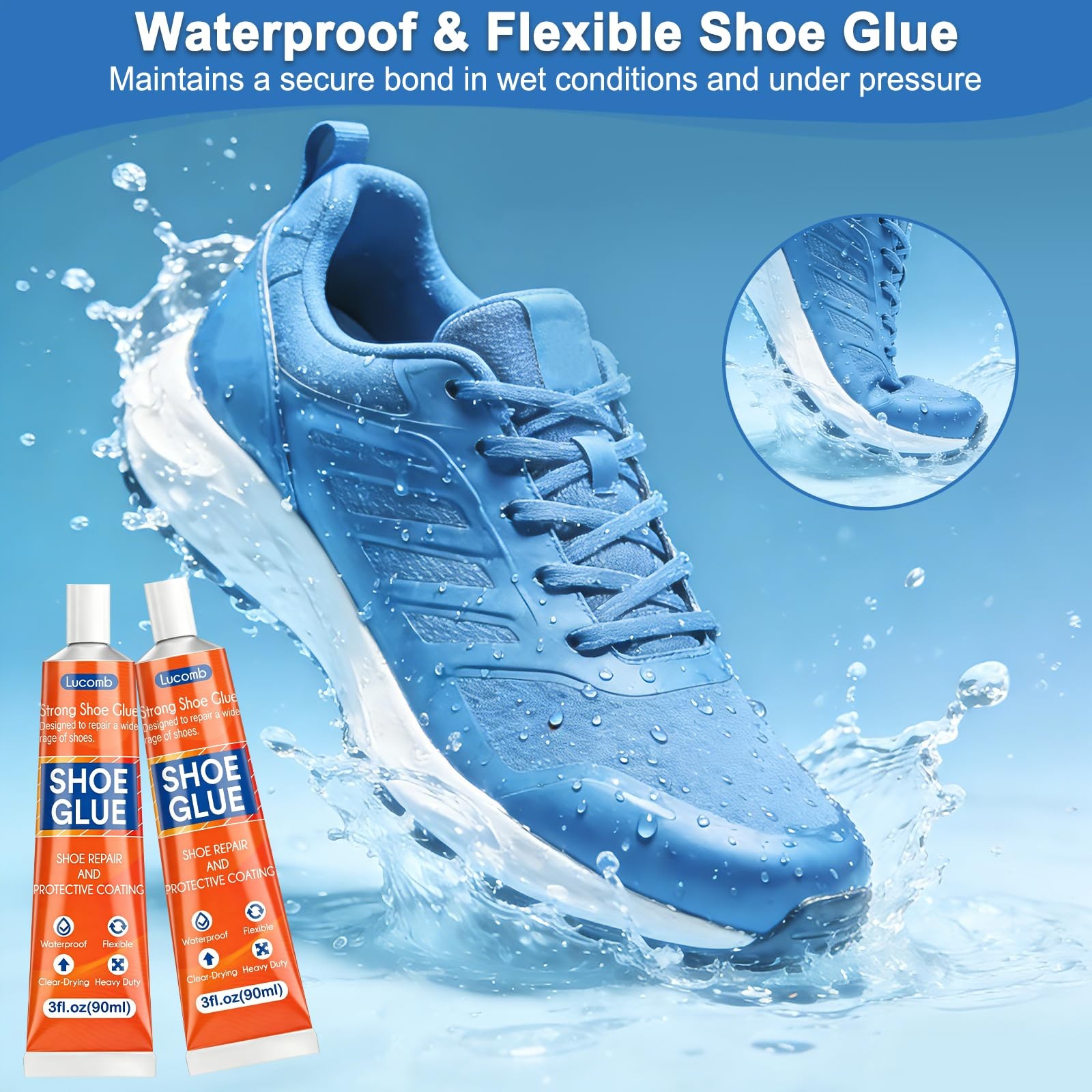 Shoe Glue Soles Repair| 180 ML Heavy Duty 180 + 8 Tools, Clear
