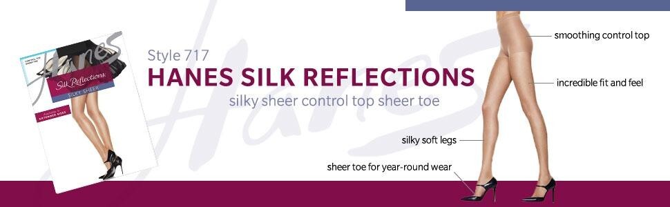 Hanes 717 Women’s Control Top Sheer Toe Silk Reflections Panty Hose NEW!!