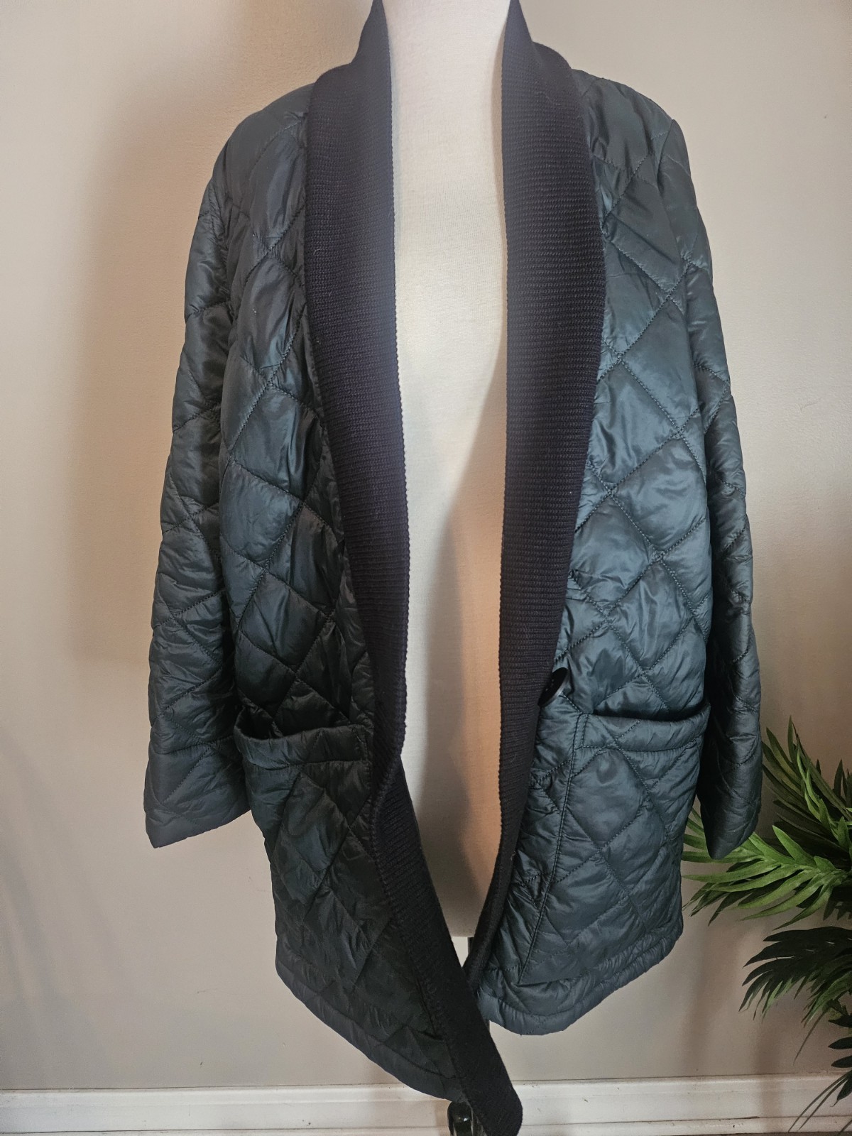 Alembika Women’s Large Quilted Long Green Puffer Jacket